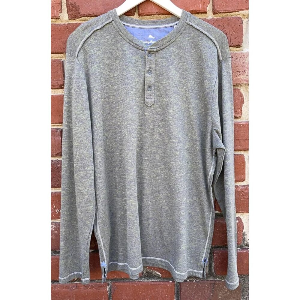 Tommy Bahama Mens Size M Cave Oahu Shores Henley Long Sleeve Tee Shirt